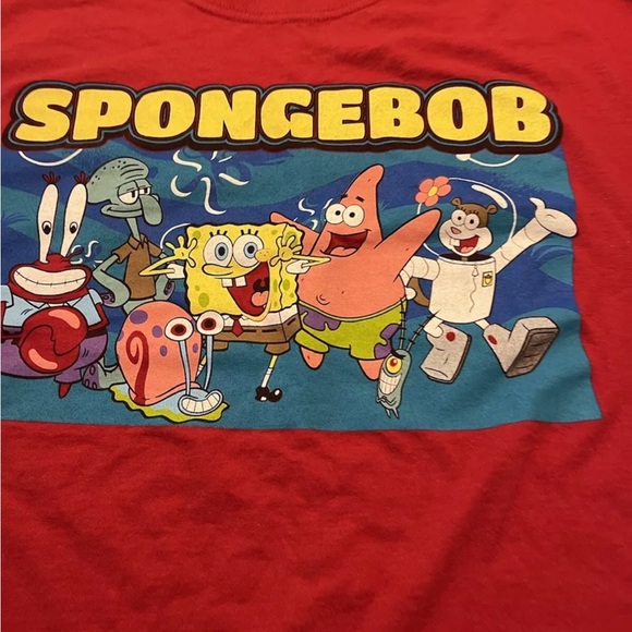 SpongeBob SquarePants T-Shirt Red XL Patrick Sandy Squidward Mr. Krabs Plankton - Picture 1 of 3